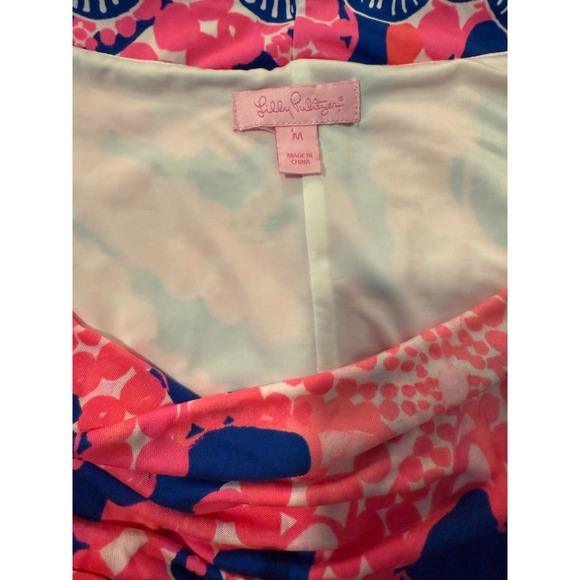 Lilly Pulitzer Kyra Silk Jersey Dress Womens M Blue Pink Octopus Mocean Print - Picture 6 of 7